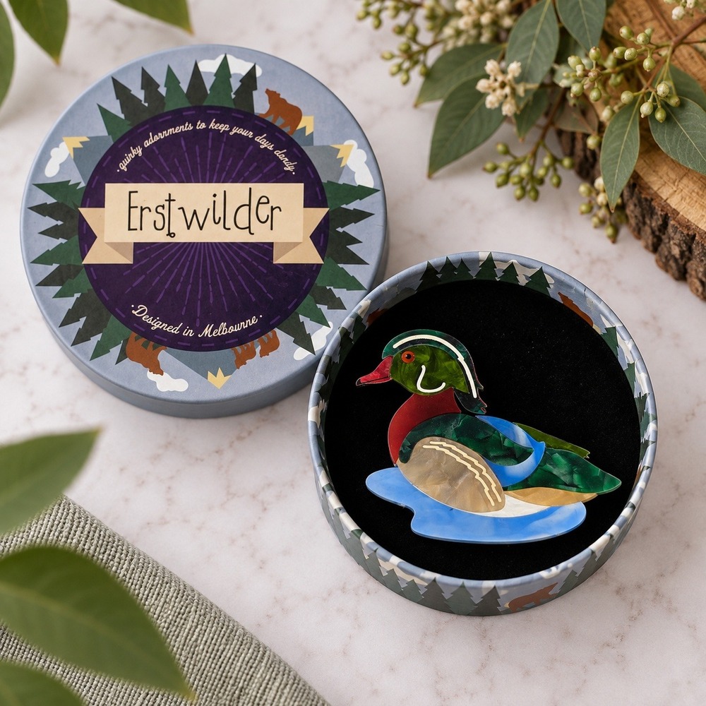 Erstwilder Mallard Ballard Brooch 2020 Wood Duck Resin Pin Jewelry Limited